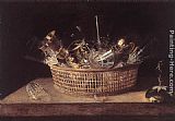 Still-Life of Glasses in a Basket by Sebastien Stoskopff